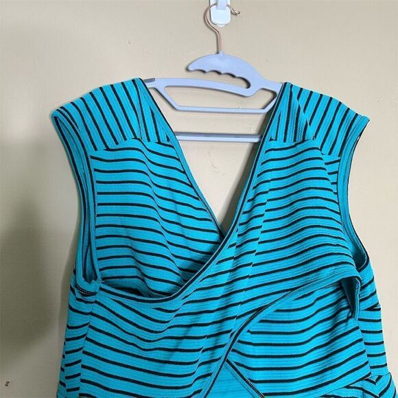 Torrid Women's Teal Black Striped Cross Back Skater Dress Size 2X - Picture 7 of 13